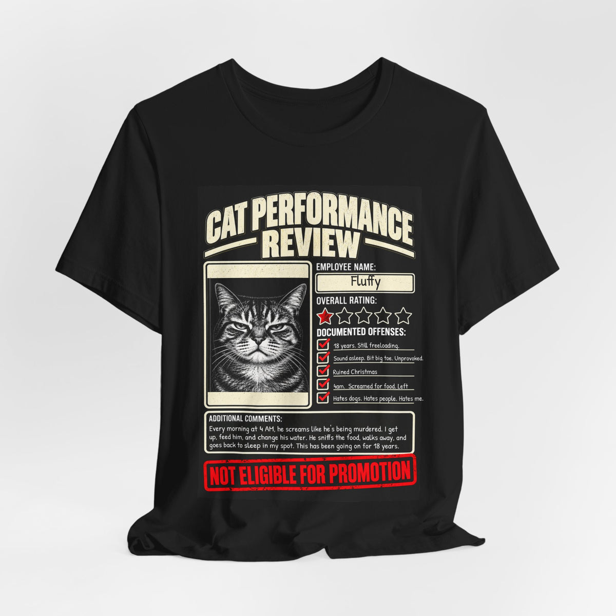 Your Cat's Underwhelming Performance Review - Personalized T-Shirt.